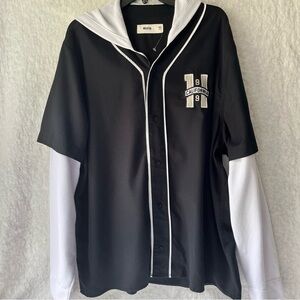 Hollister Men Baseball Button Up Activewear Hoodie XXL NWOT